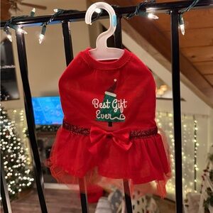 Red Christmas Dog Dress with Bow